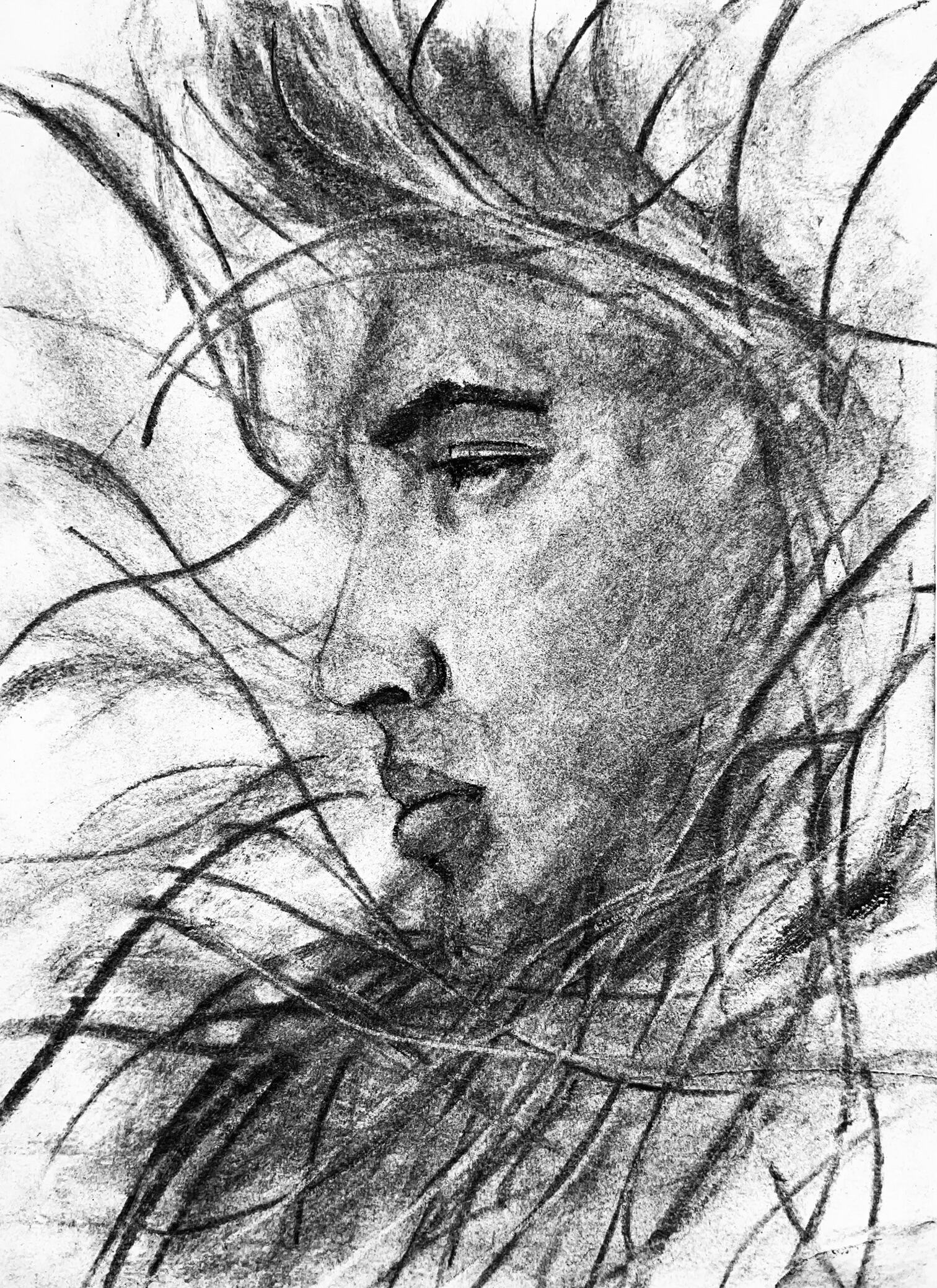 Tendrils, 2025 Charcoal on paper